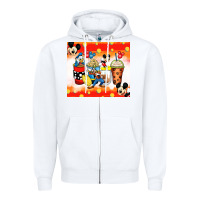 White cartoon characters coffee cups Zipper Hoodie - Zillion Design Studio