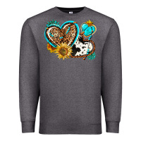 Charcoal Heather western leopard pride  hearts Premium Sweatshirt - AdoDesignShop