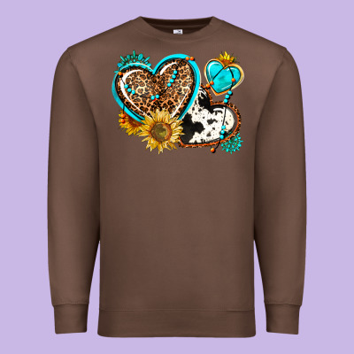 Western Leopard Pride  Hearts Premium Sweatshirt Designed By Adodesignshop