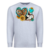 Heather Grey western leopard pride  hearts Premium Sweatshirt - AdoDesignShop