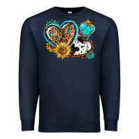 Navy western leopard pride  hearts Premium Sweatshirt - AdoDesignShop