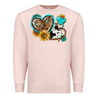 Pale Pink western leopard pride  hearts Premium Sweatshirt - AdoDesignShop