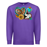Purple western leopard pride  hearts Premium Sweatshirt - AdoDesignShop