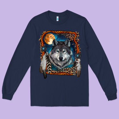 Long Sleeve Tee Wolf And Feathers