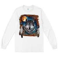 White Wolf And Feathers Long Sleeve Tee - RanaPortraitStore