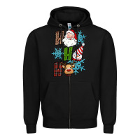 Black ho ho ho christmas Zipper Hoodie - RanaPortraitStore