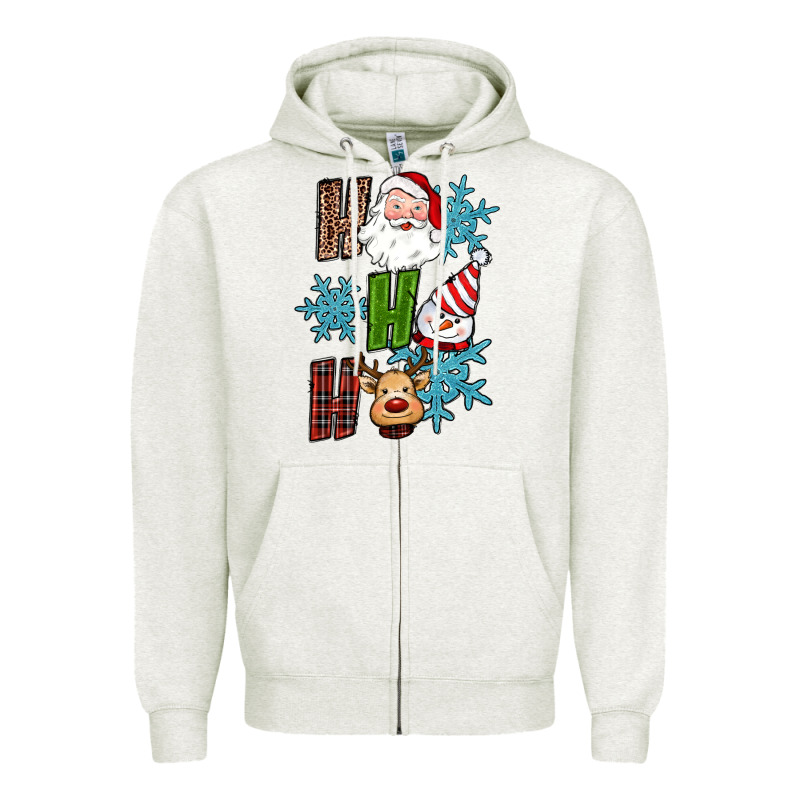 Ho Ho Ho Christmas Zipper Hoodie by RanaPortraitStore | Teevron