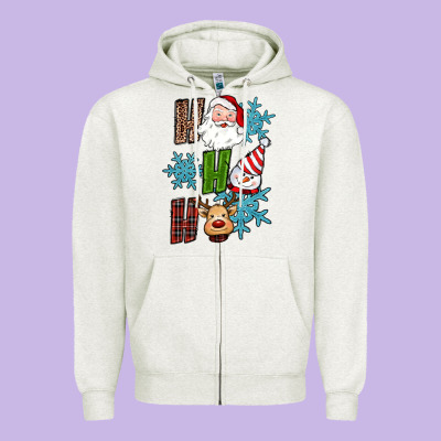 Ho Ho Ho Christmas Zipper Hoodie Designed By Ranaportraitstore