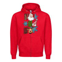 Red ho ho ho christmas Zipper Hoodie - RanaPortraitStore