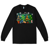 Black christmas trees with hockey Long Sleeve Tee - Zillion Design Studio