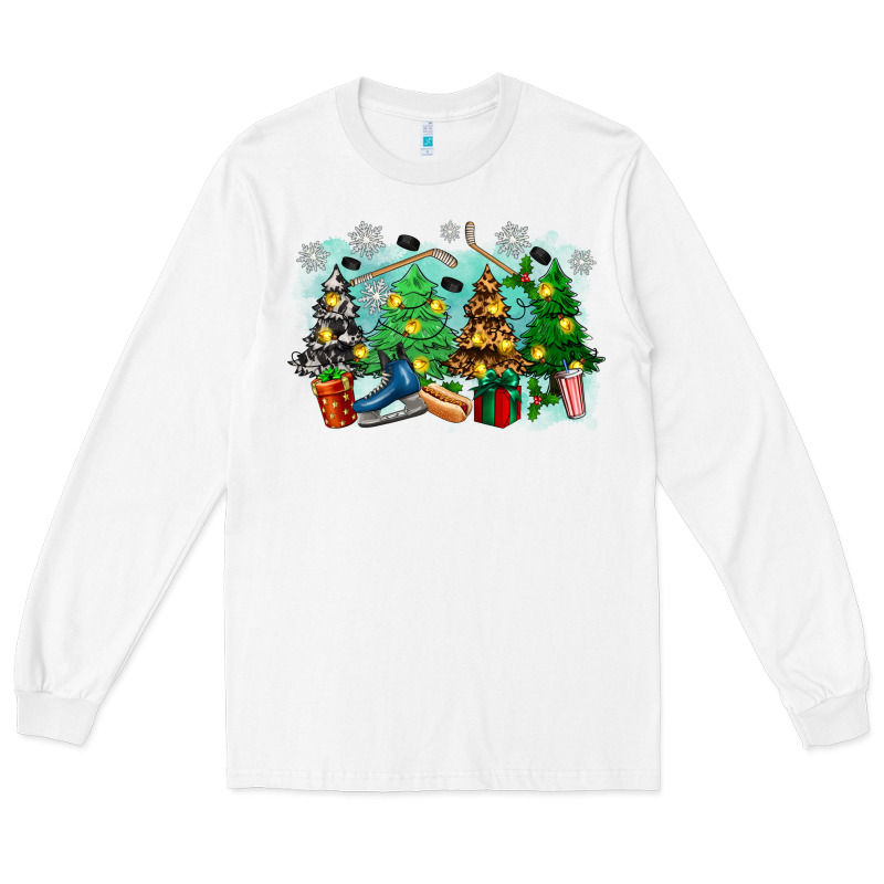 Christmas Trees With Hockey Long Sleeve Tee by Zillion Design Studio | Teevron