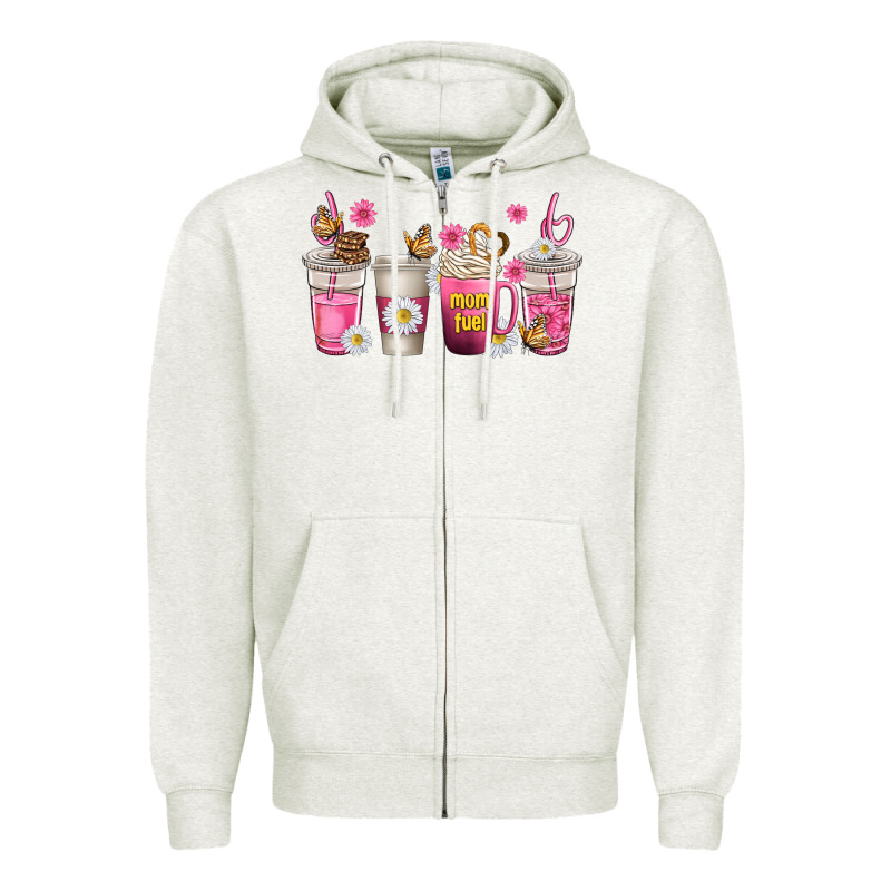 Mom Fuel Coffee Cups Zipper Hoodie by texasbilliewilder | Teevron