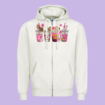Mom Fuel Coffee Cups Zipper Hoodie Designed By Texasbilliewilder