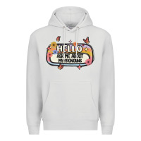 Dove Grey ask me about my pronouns Premium Hoodie - MaliasSmallBusiness