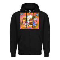 Black cartoon characters coffee cups Zipper Hoodie - Zillion Design Studio