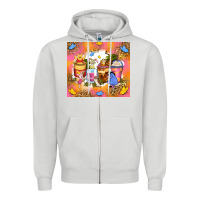 Dove Grey cartoon characters coffee cups Zipper Hoodie - Zillion Design Studio