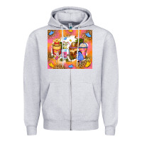Heather Grey cartoon characters coffee cups Zipper Hoodie - Zillion Design Studio