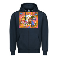 Navy cartoon characters coffee cups Zipper Hoodie - Zillion Design Studio