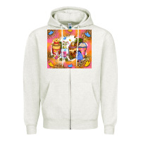 Oatmeal Heather cartoon characters coffee cups Zipper Hoodie - Zillion Design Studio