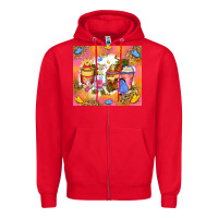 Red cartoon characters coffee cups Zipper Hoodie - Zillion Design Studio
