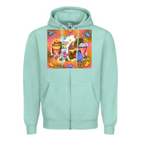 Seafoam cartoon characters coffee cups Zipper Hoodie - Zillion Design Studio