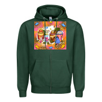 Sports Green cartoon characters coffee cups Zipper Hoodie - Zillion Design Studio