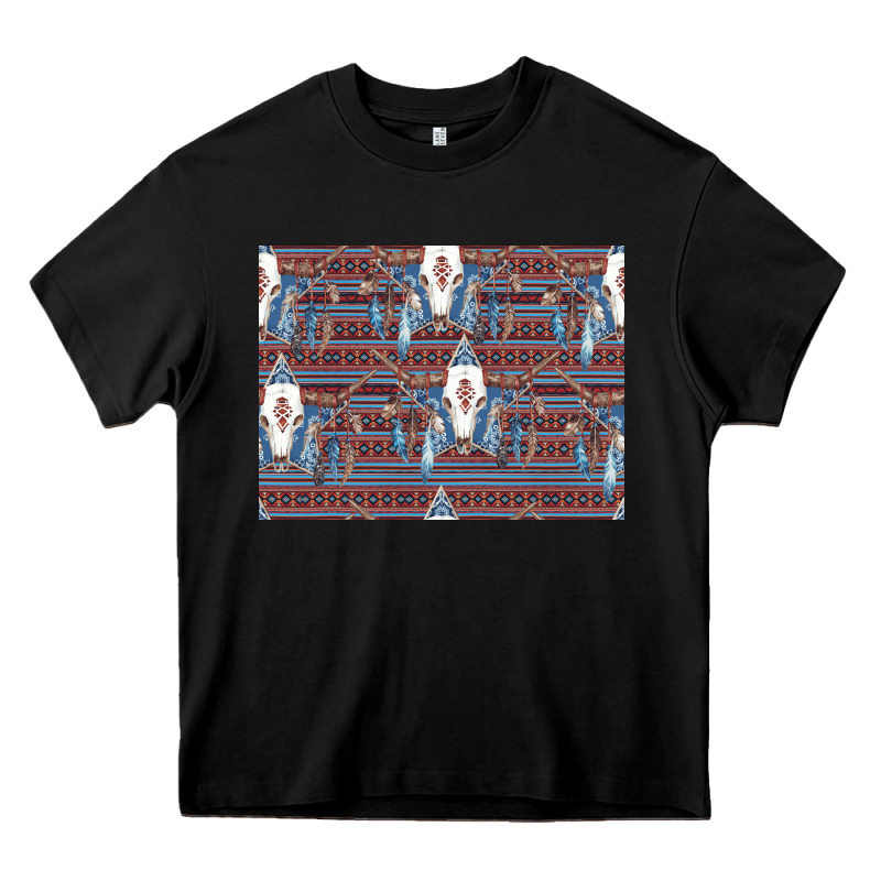 Bull Skull Pattern Heavy Core Tee by CowhideDigitalArt | Teevron