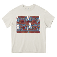 Cream Bull Skull Pattern Heavy Core Tee - CowhideDigitalArt