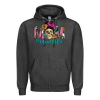 Charcoal Heather mom life with skull Zipper Hoodie - texasbilliewilder