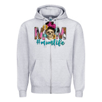 Heather Grey mom life with skull Zipper Hoodie - texasbilliewilder