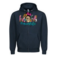 Navy mom life with skull Zipper Hoodie - texasbilliewilder