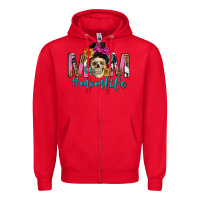 Red mom life with skull Zipper Hoodie - texasbilliewilder