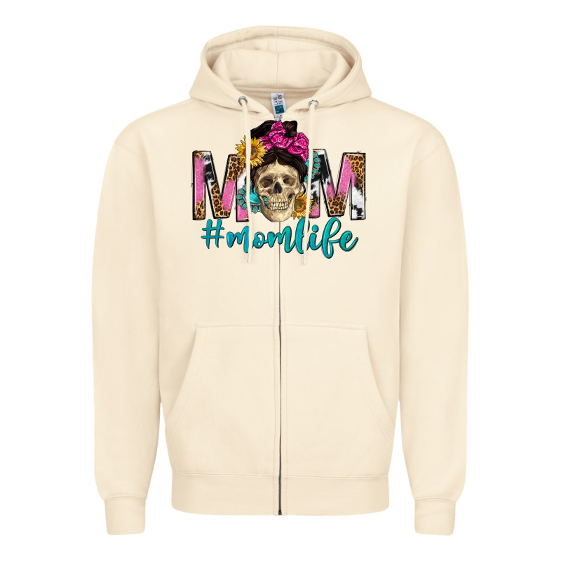 Mom Life With Skull Zipper Hoodie by texasbilliewilder | Teevron