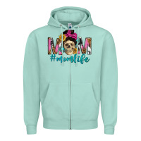 Seafoam mom life with skull Zipper Hoodie - texasbilliewilder