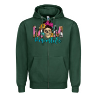 Sports Green mom life with skull Zipper Hoodie - texasbilliewilder