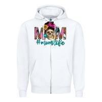 White mom life with skull Zipper Hoodie - texasbilliewilder