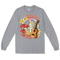 Heather Grey hippie soul with peace Long Sleeve Tee - texasbilliewilder