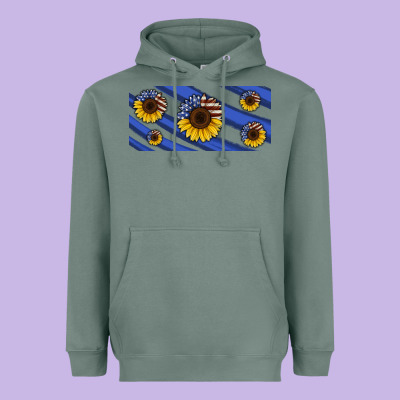 American Flag Sunflowers 16oz Libbey Cup Heavyweight Hoodie Designed By Hra Design Shop