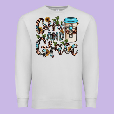 Coffee And Grace Premium Sweatshirt Designed By Jahusdesignshop
