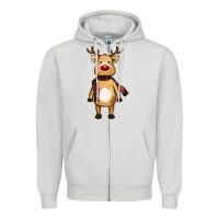 Dove Grey cute reindeer Zipper Hoodie - RanaPortraitStore