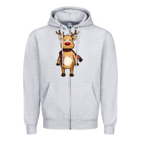 Heather Grey cute reindeer Zipper Hoodie - RanaPortraitStore