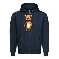 Navy cute reindeer Zipper Hoodie - RanaPortraitStore