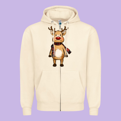 Cute Reindeer Zipper Hoodie Designed By Ranaportraitstore