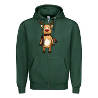 Sports Green cute reindeer Zipper Hoodie - RanaPortraitStore