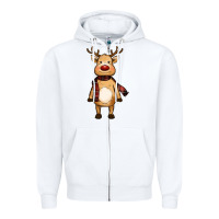 White cute reindeer Zipper Hoodie - RanaPortraitStore