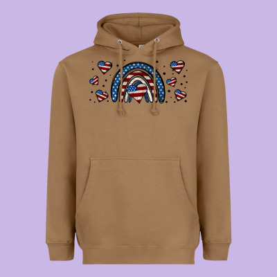 American Flag Rainbow 16oz Libbey Cup Heavyweight Hoodie Designed By Hra Design Shop