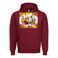 Burgundy bus driver coffee cups Zipper Hoodie - Zillion Design Studio