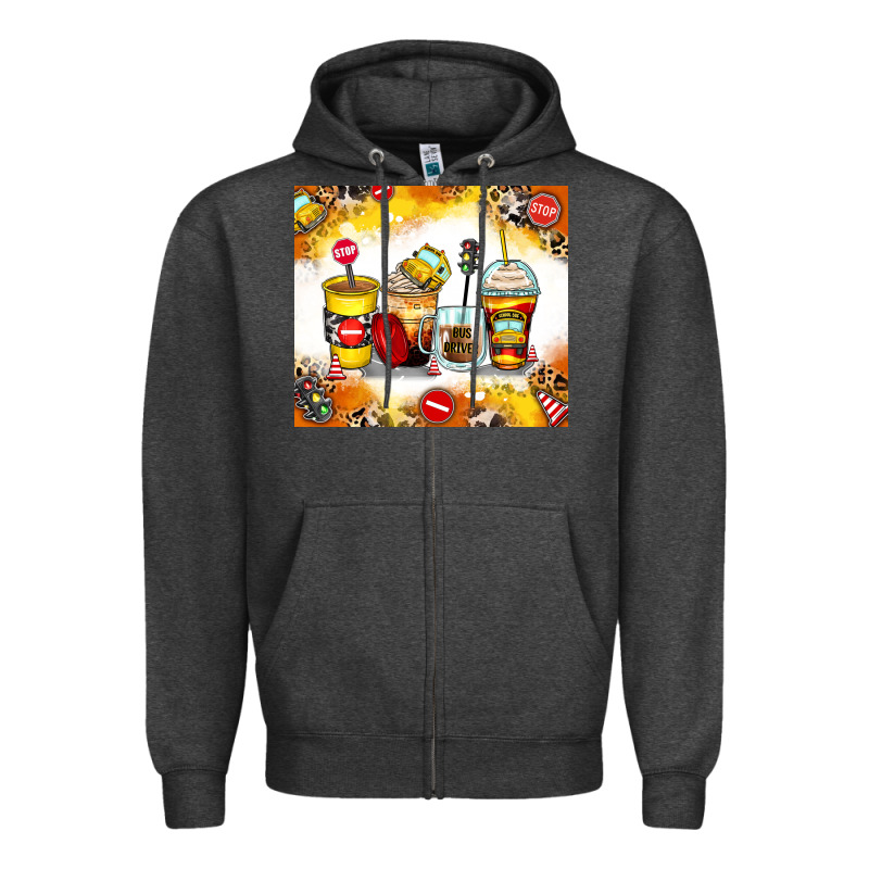 Bus Driver Coffee Cups Zipper Hoodie by Zillion Design Studio | Teevron