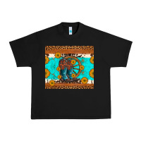 Black cowboy boots and sunflowers turquoise leopard background Urban Heavy Tee - Artiststas