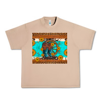 Burro cowboy boots and sunflowers turquoise leopard background Urban Heavy Tee - Artiststas